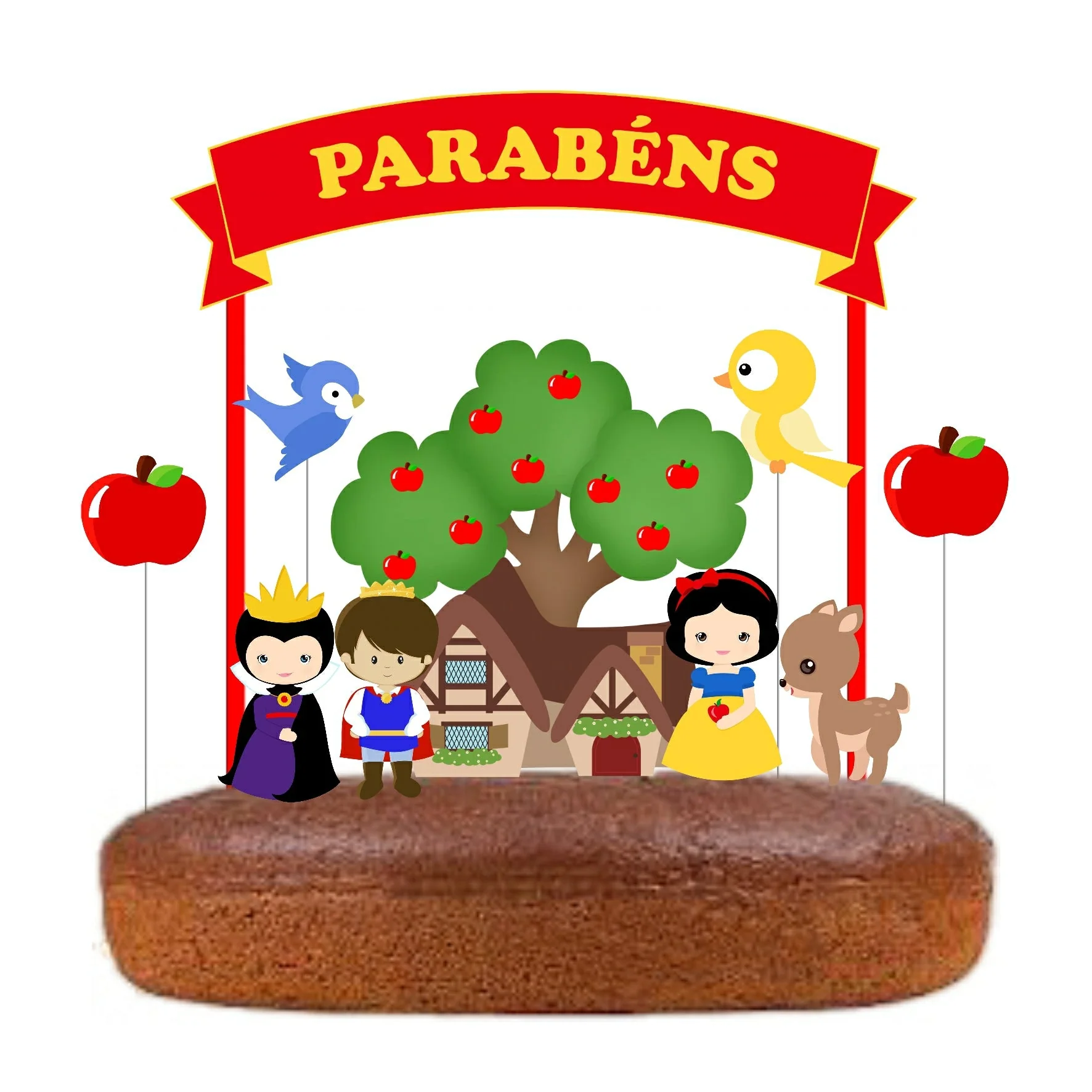 Topo de Bolo Branca de Neve