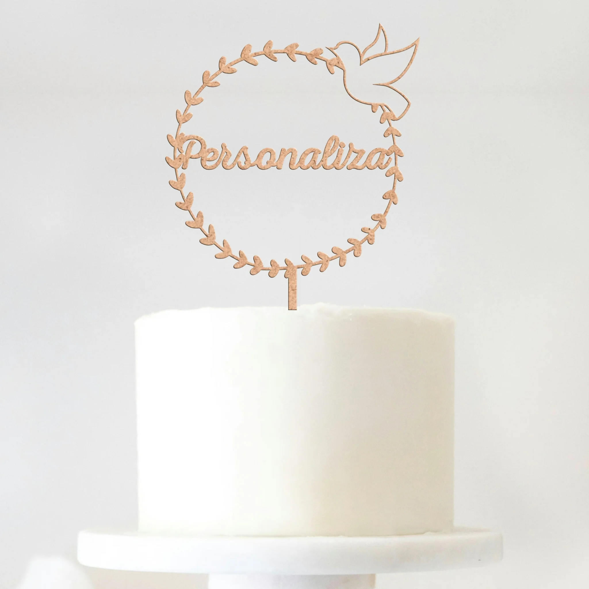 Topo de Bolo Personalizável MDF Moldura Pomba 2
