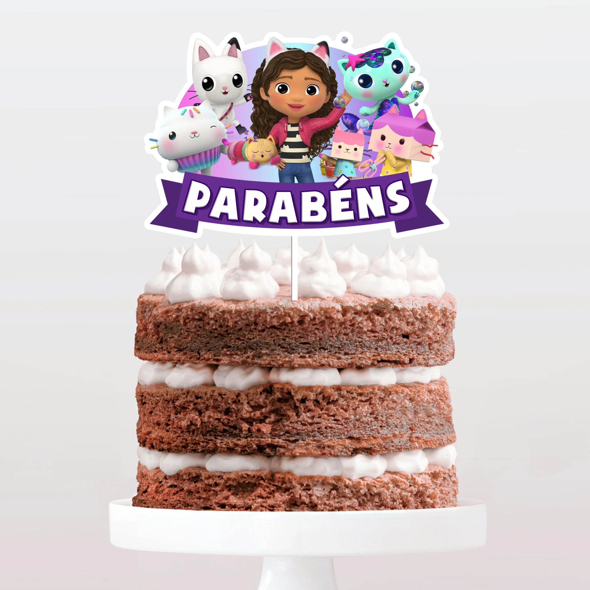 Topo de Bolo Simples Gabby Parabéns