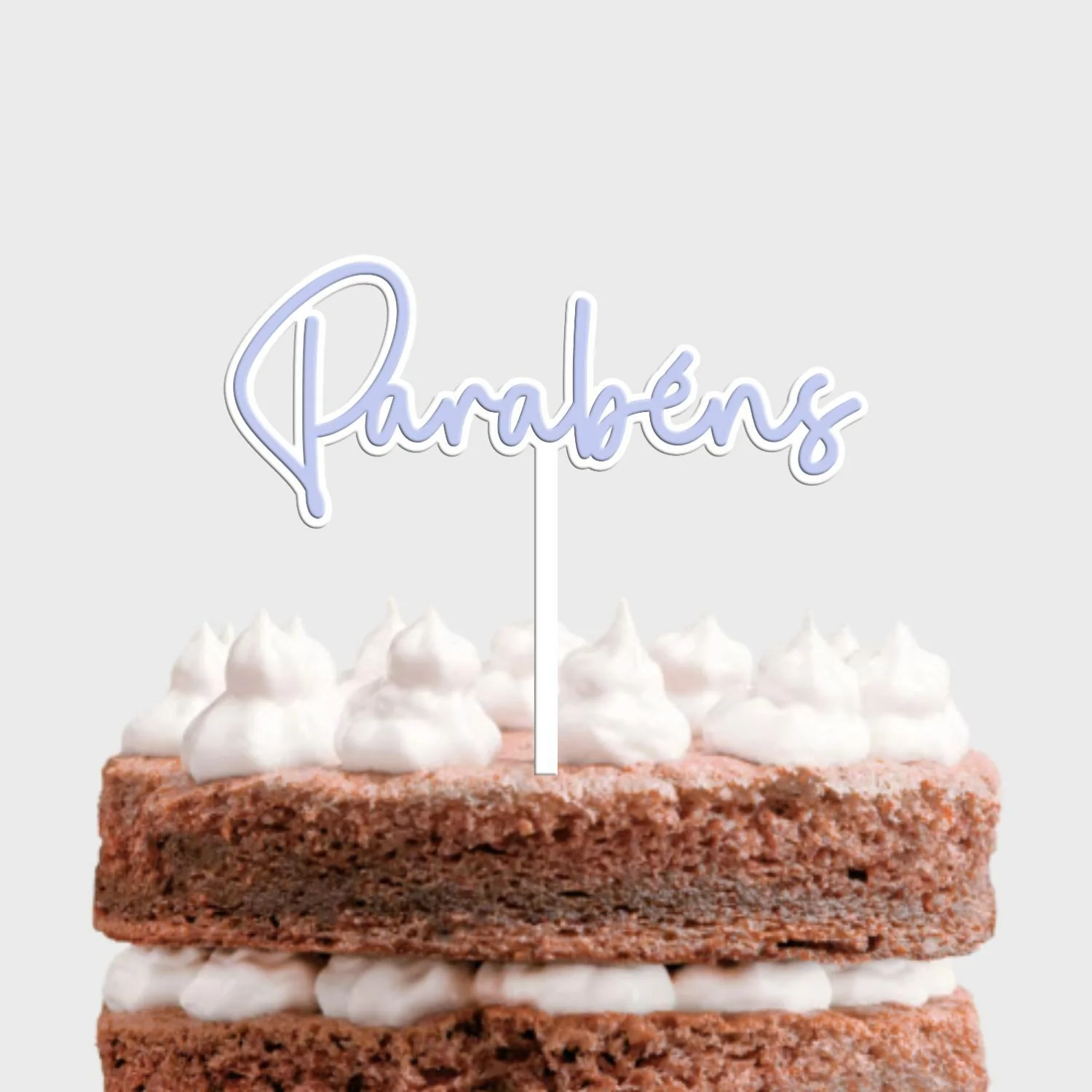 Topo de Bolo Personalizado Acrílico Branco com Cor Pastel - 1 Palavra