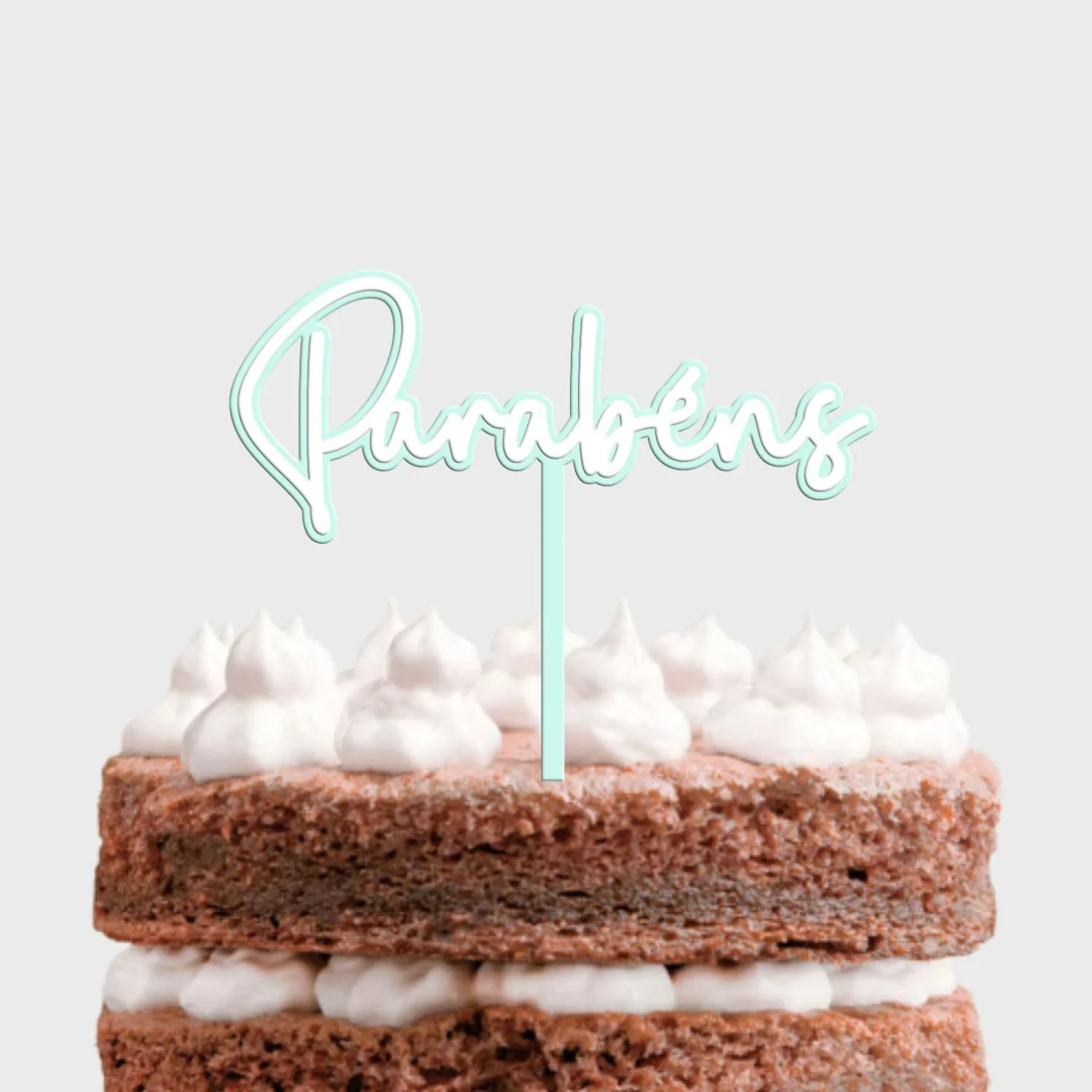 Topo de Bolo Personalizado Acrílico Pastel com Branco - 1 Palavra