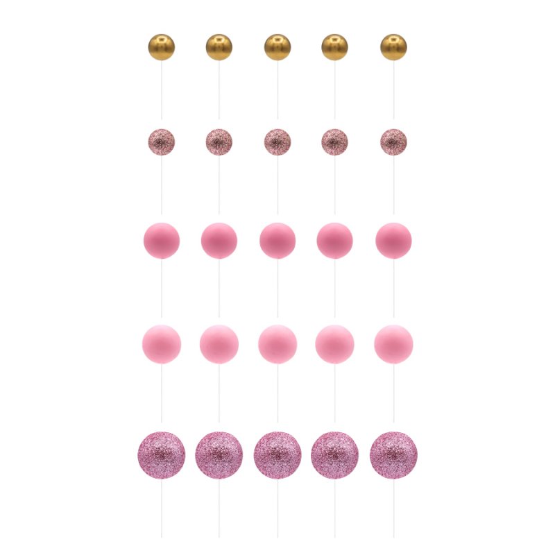50 Esferas Decorativas Rosa e Ouro