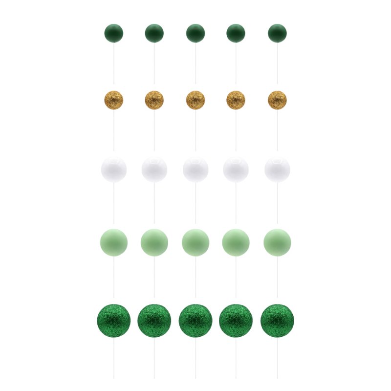 50 Esferas Decorativas Verde e Ouro