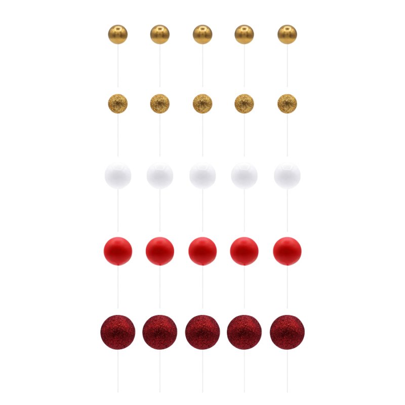 50 Esferas Decorativas Vermelho e Ouro