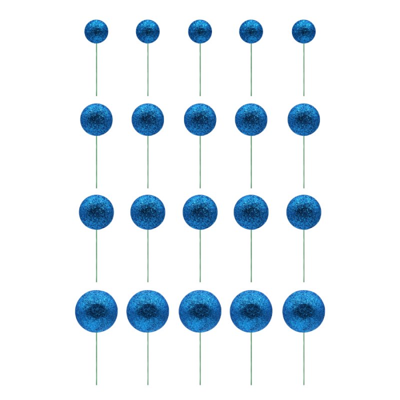 20 Esferas Decorativas Glitter Azul Escuro