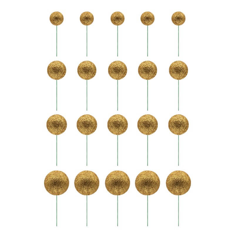 20 Esferas Decorativas Glitter Ouro