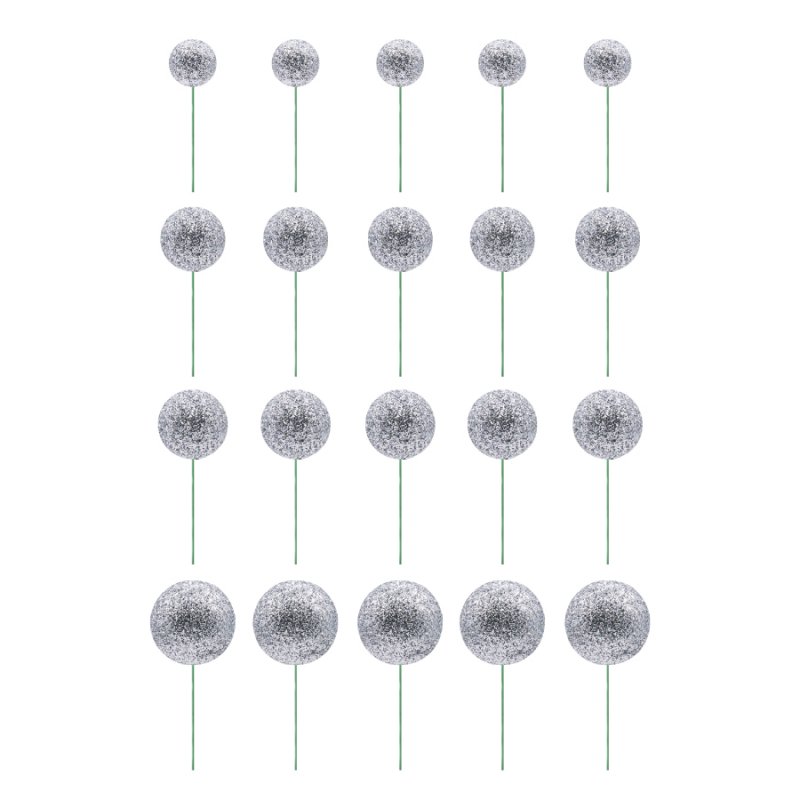 20 Esferas Decorativas Glitter Prata