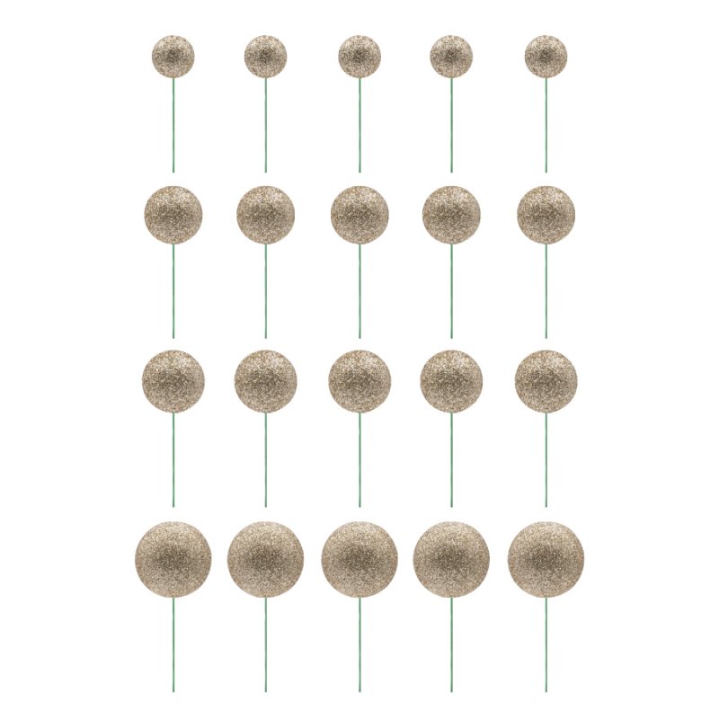 20 Esferas Decorativas Glitter Champanhe