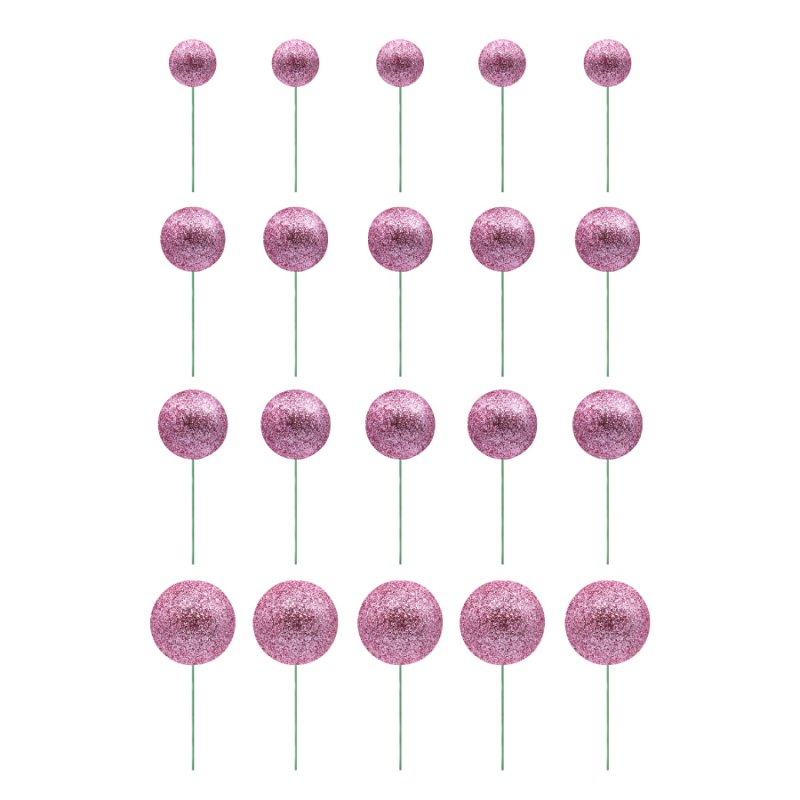 20 Esferas Decorativas Glitter Rosa