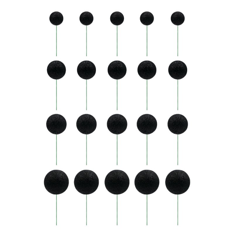 20 Esferas Decorativas Glitter Preto