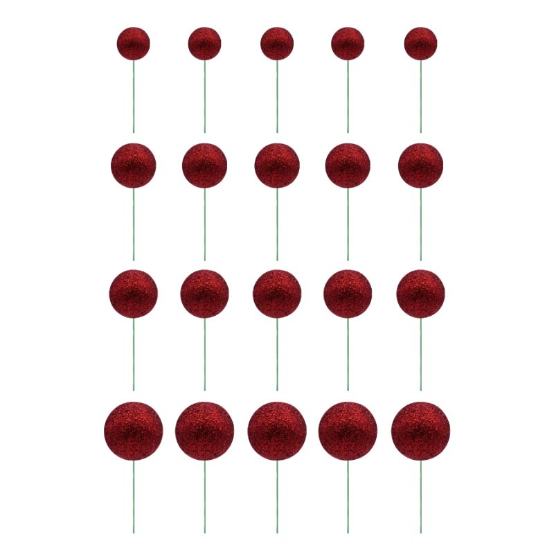 20 Esferas Decorativas Glitter Vermelho