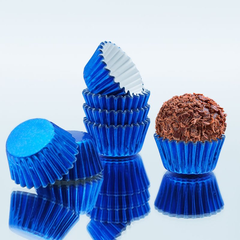 100 Formas de Brigadeiro nº5 Metalizadas Azul