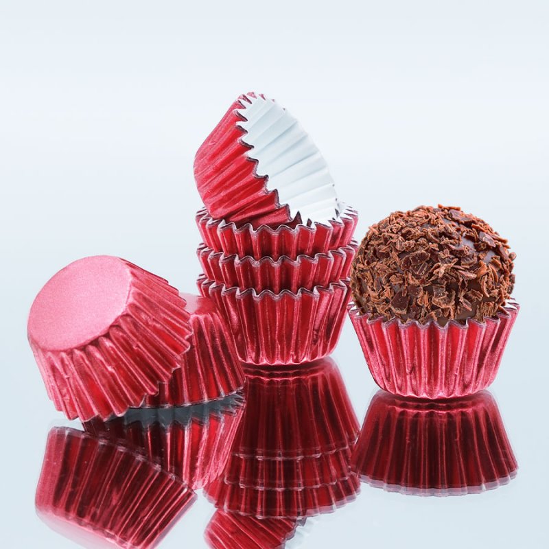 100 Formas de Brigadeiro nº5 Metalizadas Vermelho