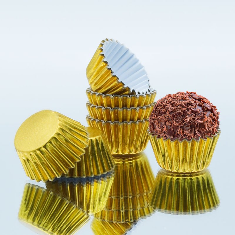 100 Formas de Brigadeiro nº5 Metalizadas Ouro