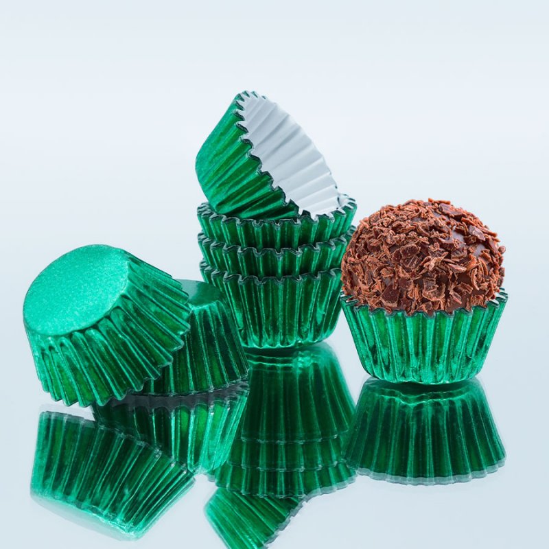 100 Formas de Brigadeiro nº5 Metalizadas Verde