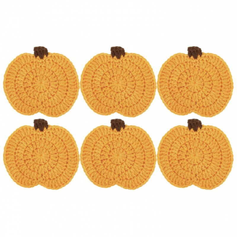 6 Porta Copos Crochet Abóboras