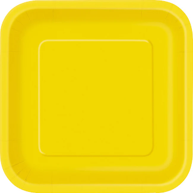 14 Pratos Quadrados Grandes Amarelo Néon