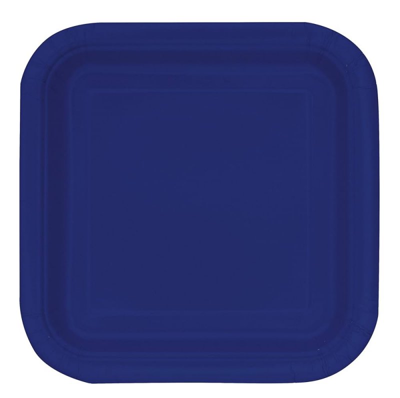 14 Pratos Quadrados Grandes Azul Navy