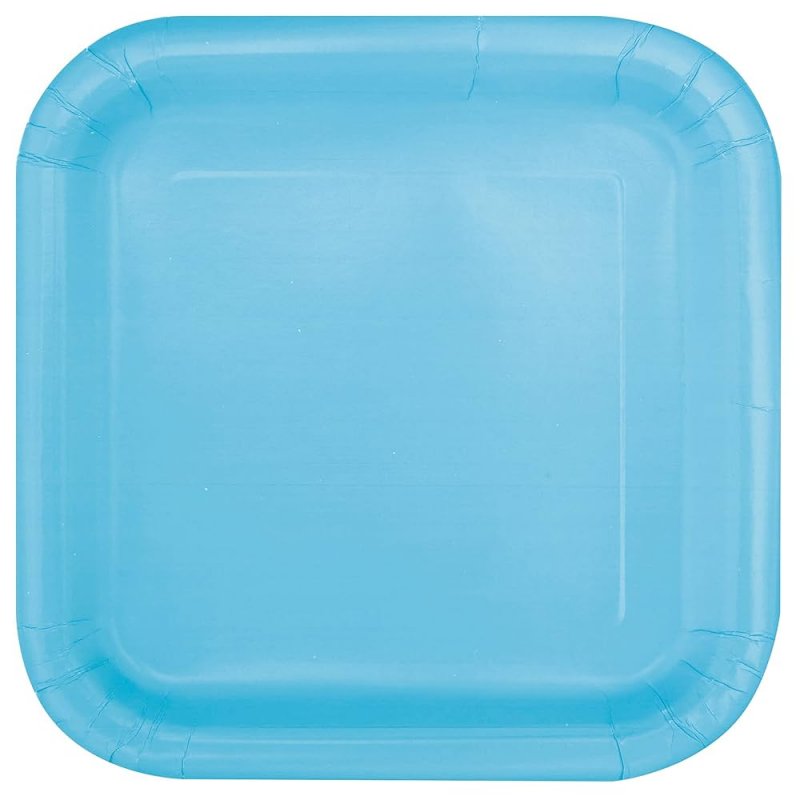 14 Pratos Quadrados Grandes Azul Claro
