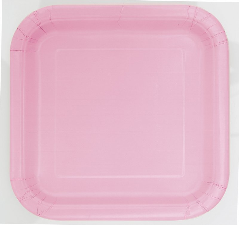 16 Pratos Quadrados Pequenos Rosa Claro