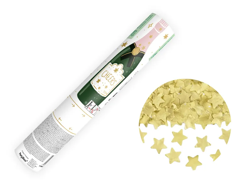 Canhão de Confetti Estrelas Douradas 20cm Canhão de Confetti Estrelas Douradas 20cm