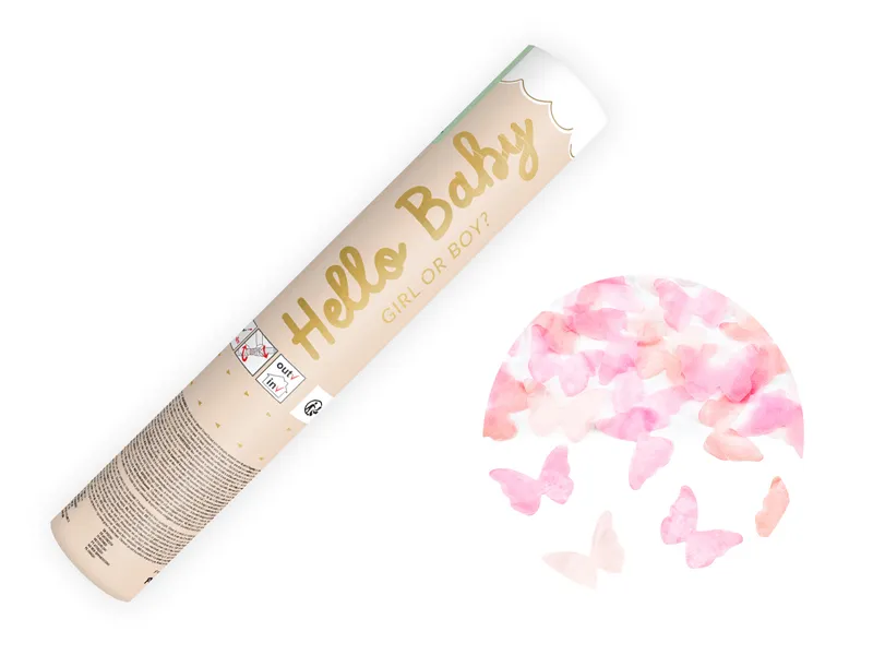 Canhão Revelação Borboletas Rosa 20cm Canhão Revelação Borboletas Rosa 20cm
