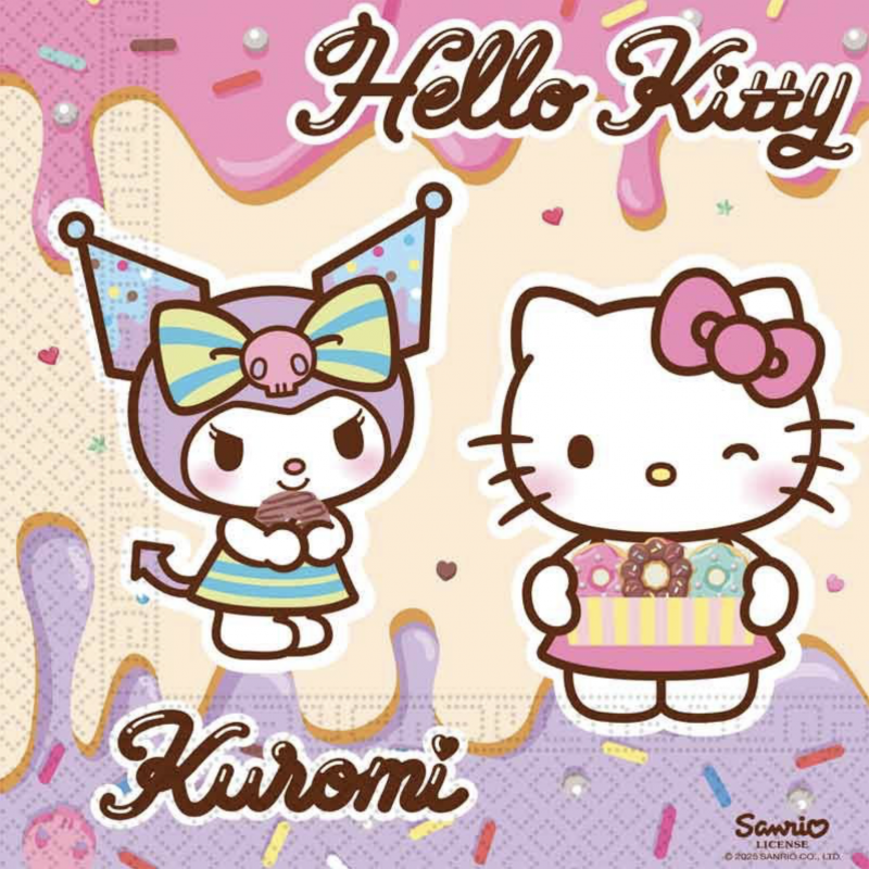 Guardanapos Hello Kitty e Kuromi Guardanapos Hello Kitty e Kuromi