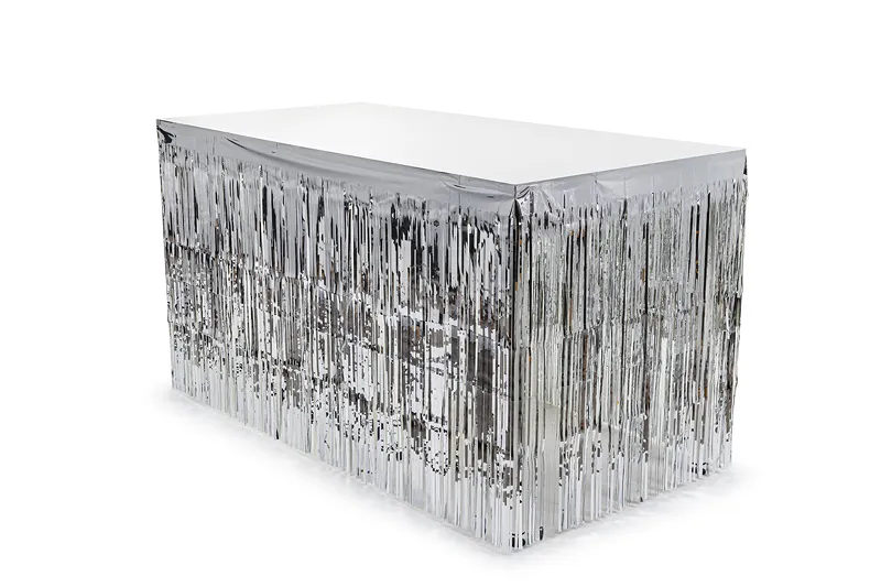 Toalha de Mesa Franjada Prata