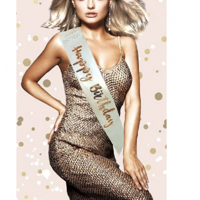 Faixa Happy Birthday Rose Gold