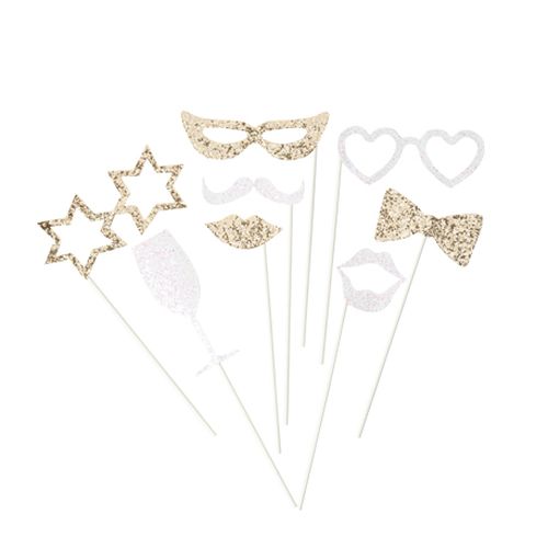 8 Adereços Fotografia Branco e Dourado 