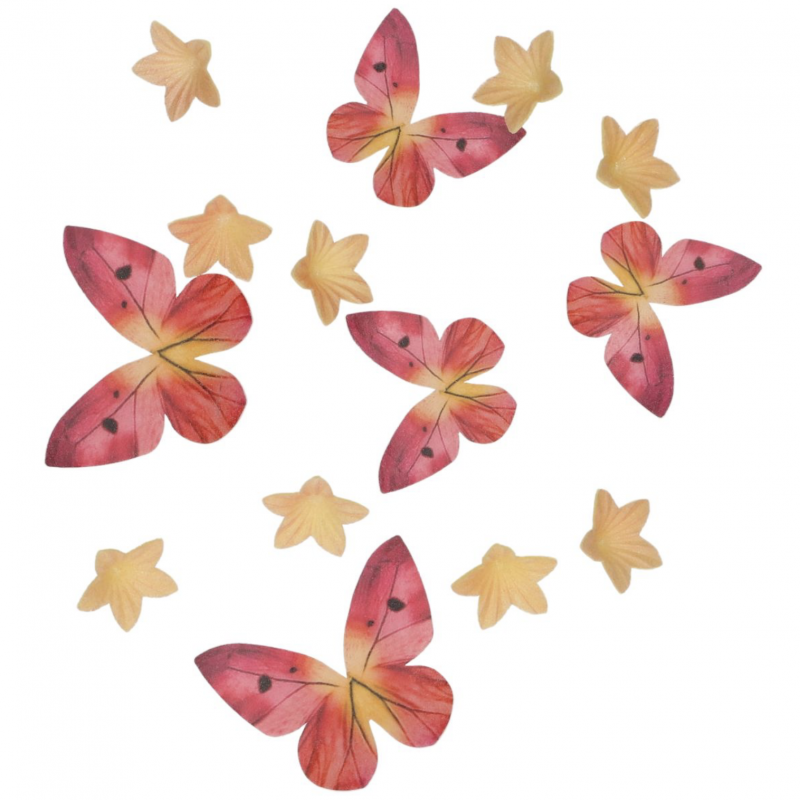 30 Flores e Borboletas Papel Comestível 