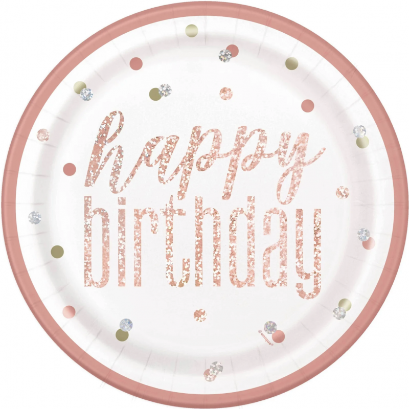 Pratos Happy Birthday Rose Gold