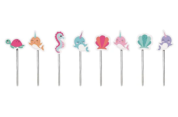 12 Mini Picks Decorativos Narwal