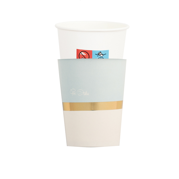 Copos e Capas Decoradas Azul e Branco