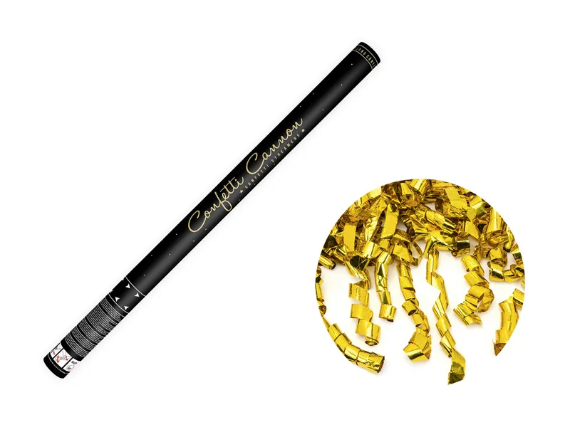 Canhão de Confetti Serpentinas Douradas 80cm