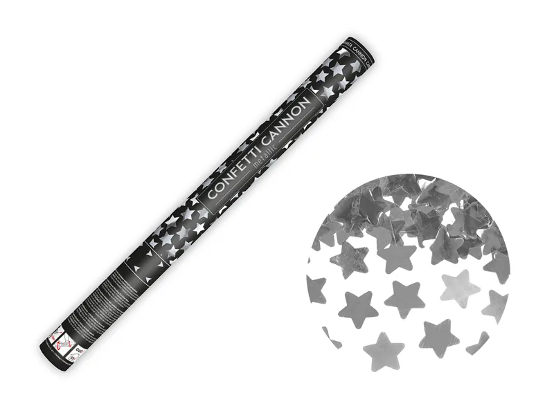 Canhão De Confetti Estrelas Prata 60cm