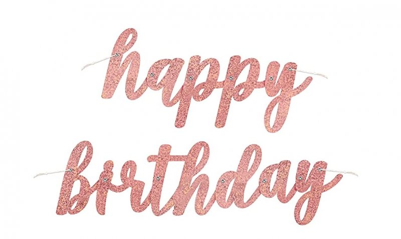 Faixa Happy Birthday Holográfica Rose Gold
