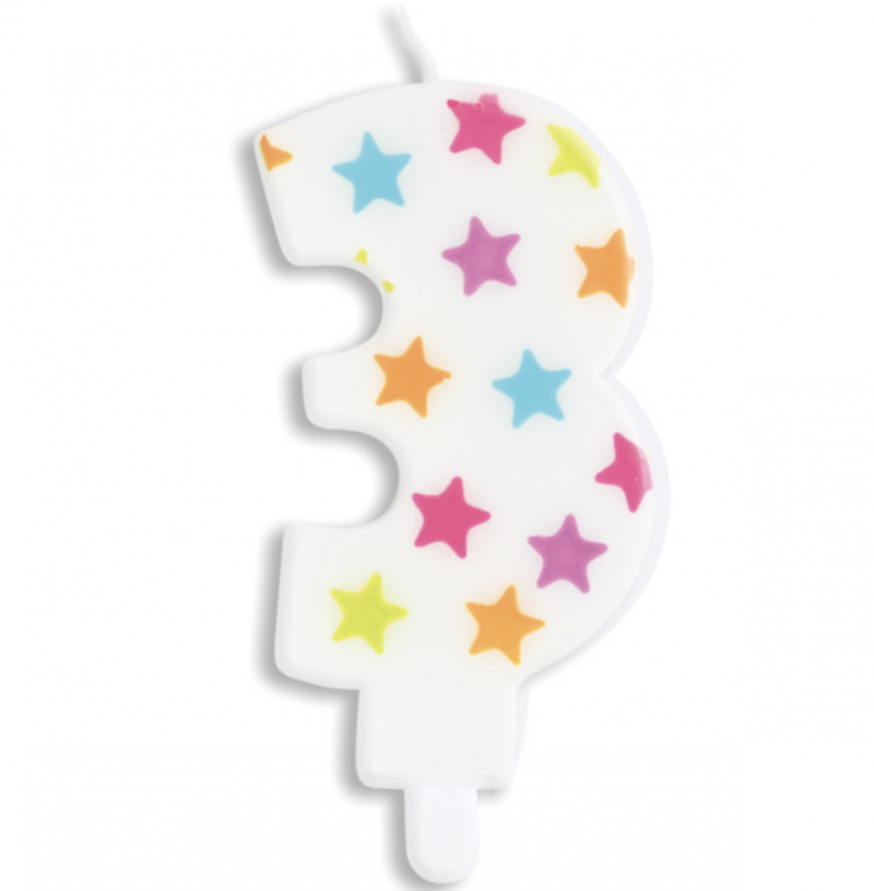 Vela Estrelas Coloridas Número 3