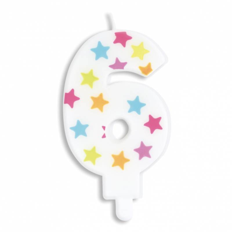 Vela Estrelas Coloridas Número 6