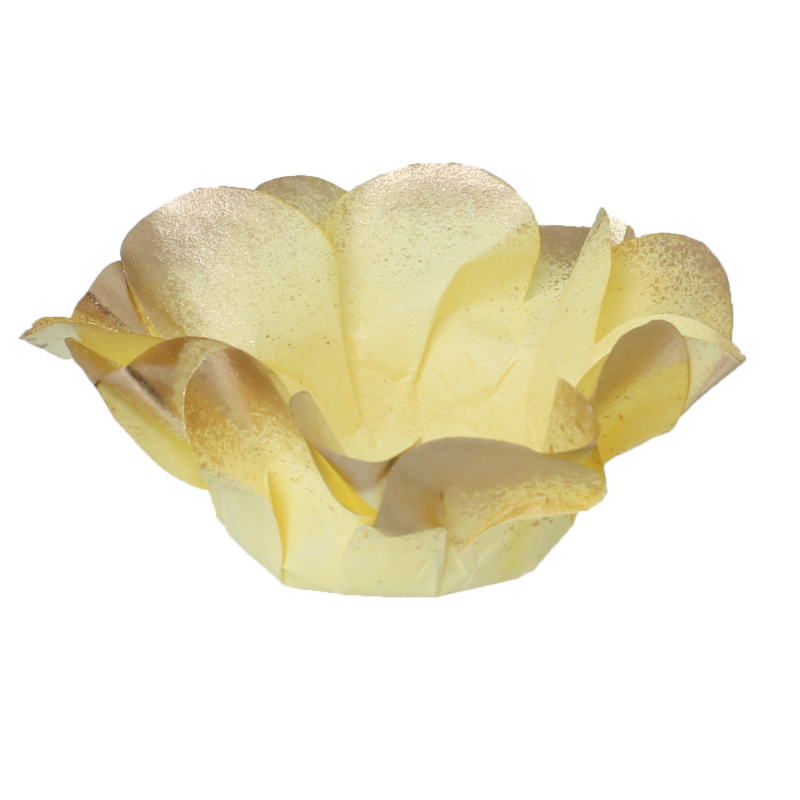 30 Forminhas Açucena Amarelo Bebé Metálico