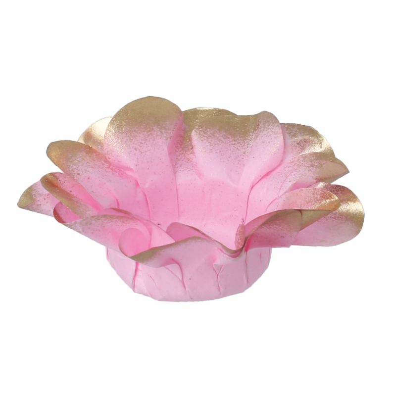 30 Forminhas Açucena Rosa Bebé Metálico