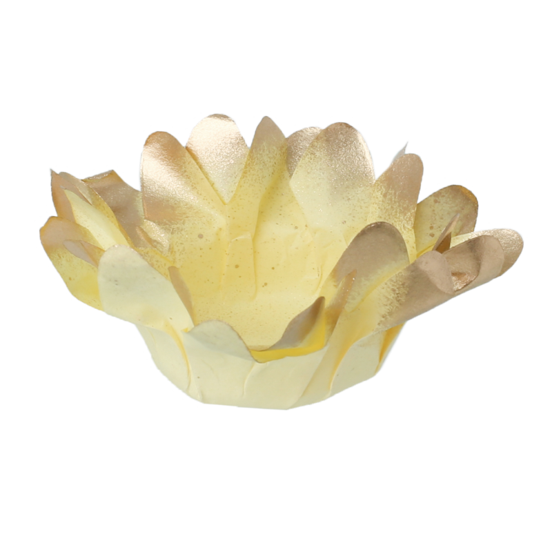 30 Forminhas Margaridinha Amarelo Bebé Metálico