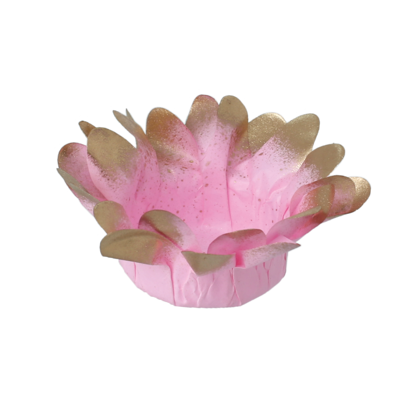 30 Forminhas Margaridinha Rosa Bebé Metálico