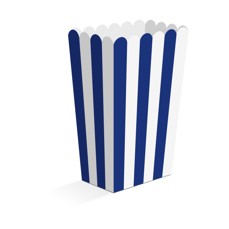 8 Caixas de Pipocas Riscas Azul Navy