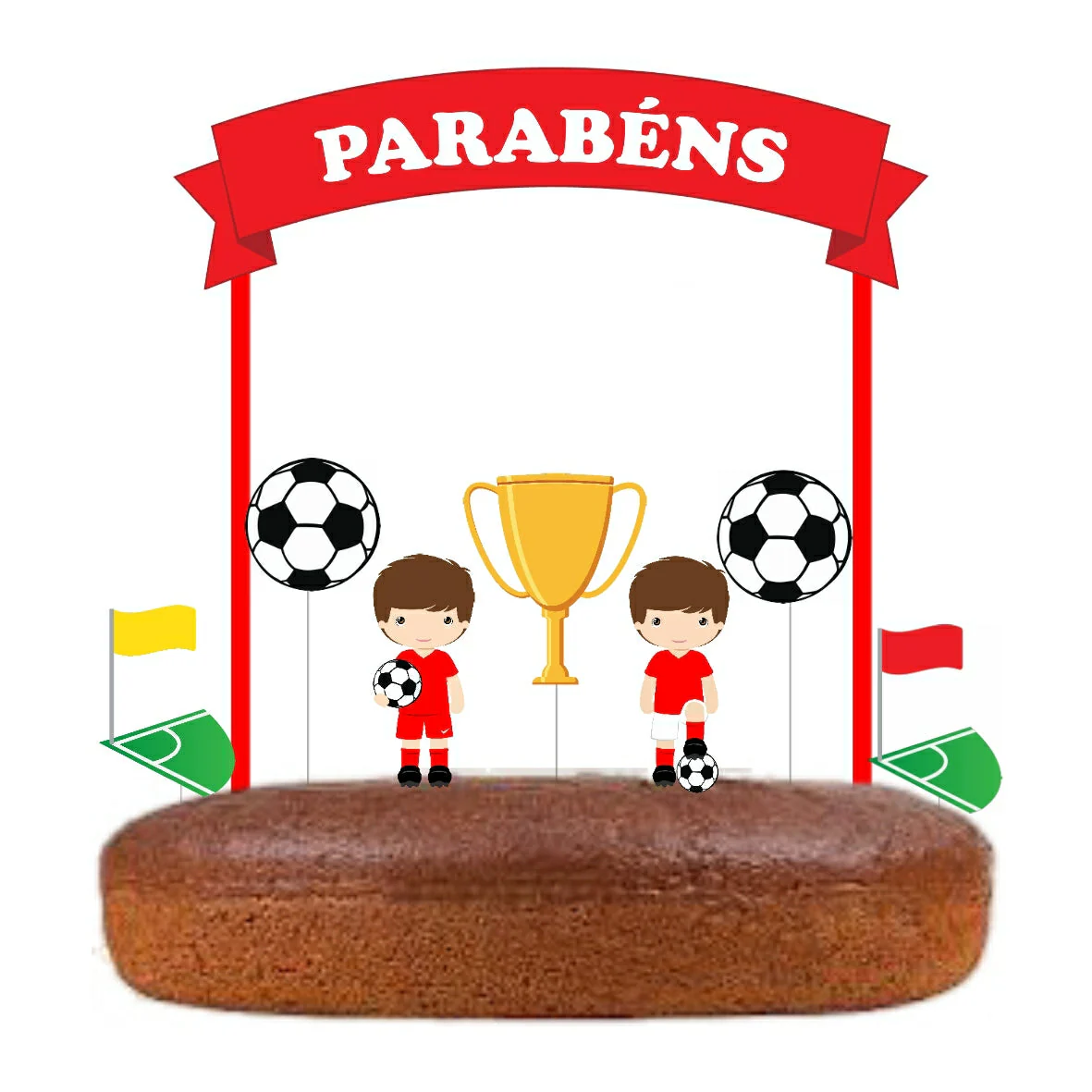 Topo de Bolo Futebol Vermelho