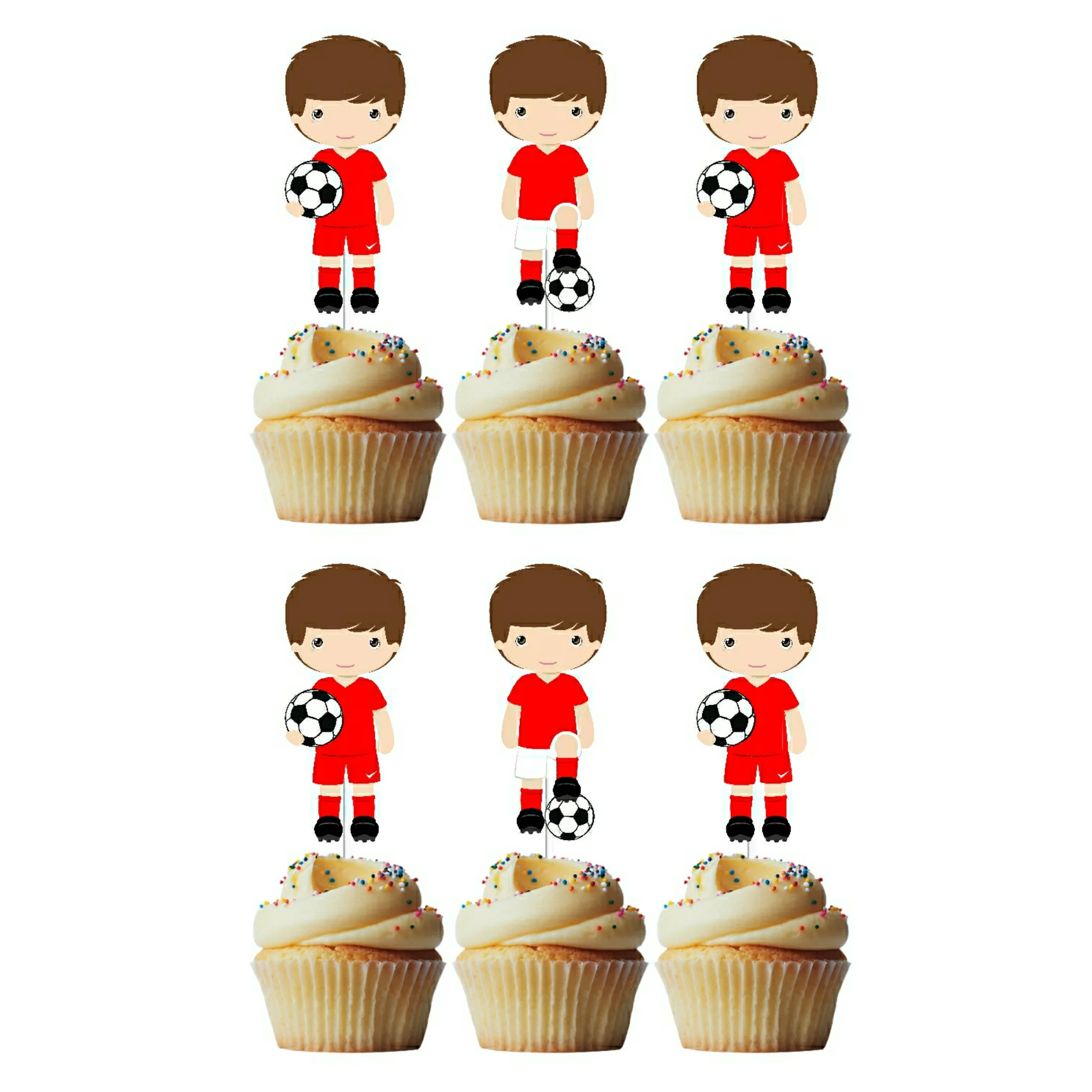 6 Mini Picks Jogadores Futebol Vermelho