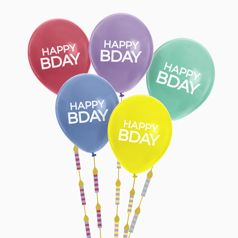 5 Balões Coloridos Happy Birthday