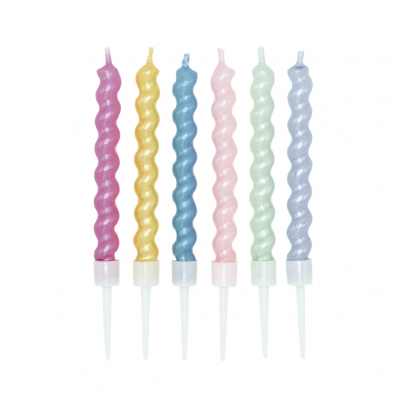 6 Velas Coloridas Pastel