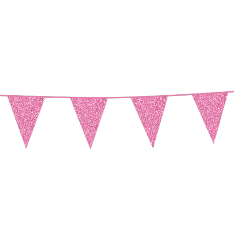 Bandeirolas Glitter 6m Rosa Bebé