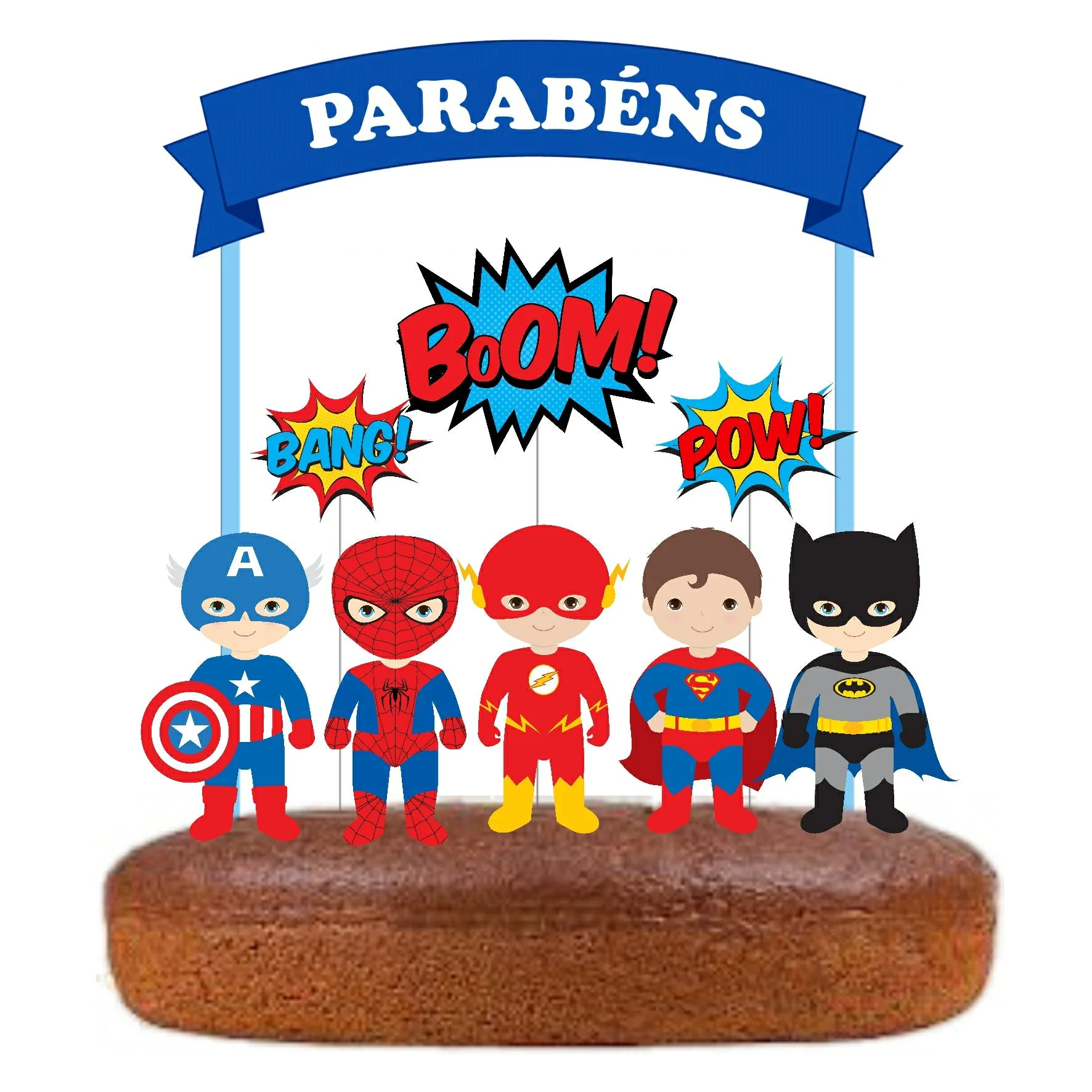 Topo de Bolo Super Heróis